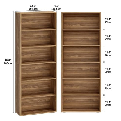 Bookshelf and Bookcases 70" Tall, 6 Tiers Display Storage Shelves, view 4