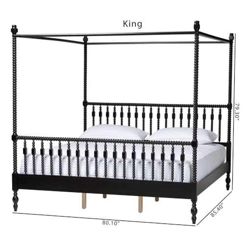 Callison Spindle Canopy Bed Frame with Headboard Black King, view 4