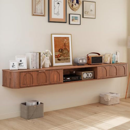 94.48'' Wall Mounted Floating TV Stand for 80-95 Inch TV - Walnut, view 6
