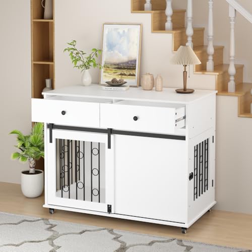 Dog Crate Furniture Wooden Dog Crate Pet Kennel, Dog Cage End Table, view 2