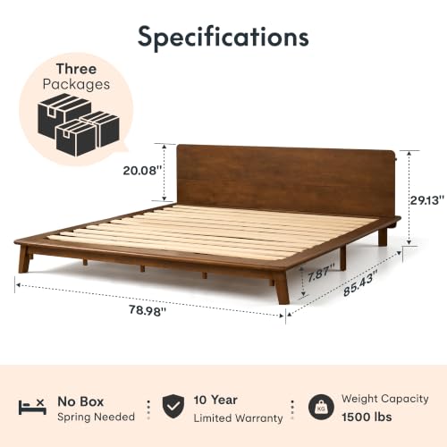 FLEXISPOT Hako G1 King Solid Wood Platform Bed with Tool-Free Assembly, view 3