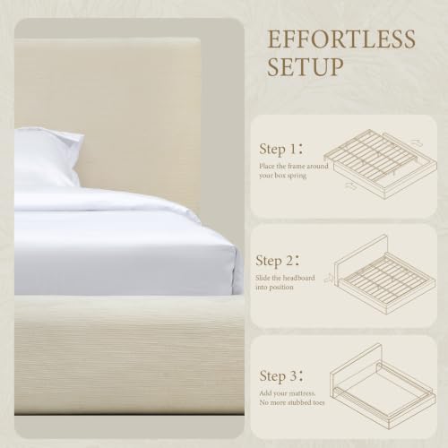 Queen Cloud Bed Frame, Upholstered Platform Bed Frame with Headboard, view 4