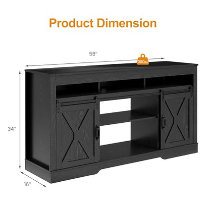 Farmhouse TV Stand for 65+ Inch TV, Tall Entertainment Center, view 3