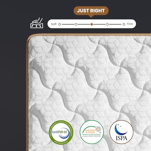 Queen Mattress 12 Inch, Cooling Hybrid Bed in a Box, 7-Zones Individual Pocket Spring, Motion Isolation, Targeted Hip/Shoulder/Lumbar Support, Fiberglass-Free CertiPUR-US