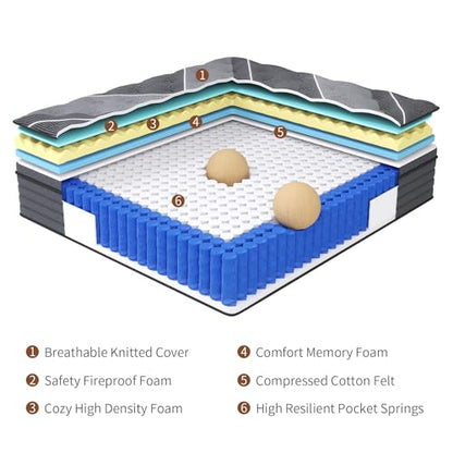 Twin Size Mattress, 12 Inch Hybrid Mattress in a Box, view 3