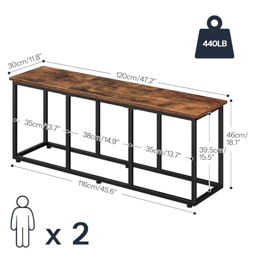 Dining Bench, 47.2 Inch Dining Table Bench, Industrial Style Kitchen Bench, view 4