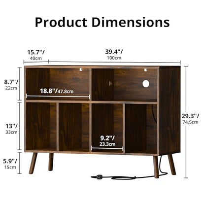 Record Player Stand with Vinyl Storage Cabinet, view 3