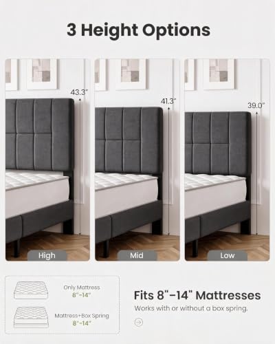 Amada Full Size Bed Frame with Upholstered Adjustable Headboard, view 3