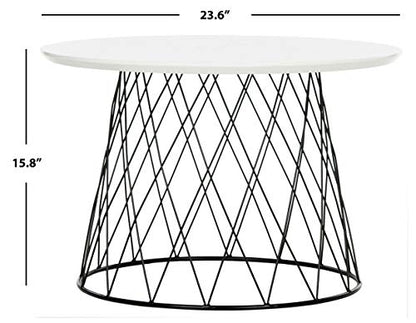 Safavieh FOX4245C Home Collection Roper Retro Mid-Century White and Black Wood End Table