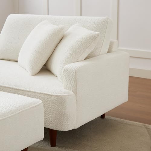 Upholstered Chaise Lounge Chair Indoor with Ottoman Boucle Chaise Lounge Fluffy, view 8