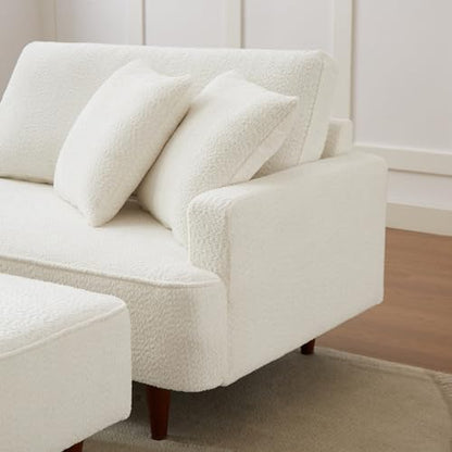 Upholstered Chaise Lounge Chair Indoor with Ottoman Boucle Chaise Lounge Fluffy, view 8
