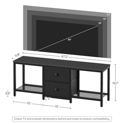 TV Stand for TVs up to 55", Entertainment Center with 2 Fabric Drawer, view 4