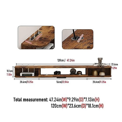 Floating TV Unit, 47'' Wall Mounted TV Cabinet, Floating Shelves with Door, view 3