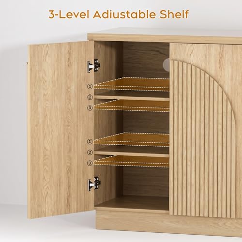 Fluted TV Stand with Arched Reeded Design Doors, view 7