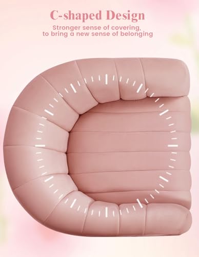 Swivel Accent Chair, Modern 360° Swivel Barrel Chair, Light Pink | Mid Century Overstuffed Tufted Velvet Chair with Armrest, Comfy Round Armchair, Ideal for Living Room, Bedroom, Reading Room