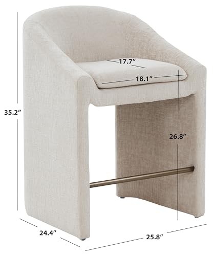 SAFAVIEH Couture Collection Kagan Cream Chenille 27-inch Seat Height Counter Stool (Fully Assembled)