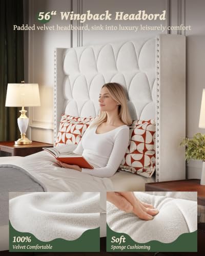 Queen Size Bed Frame with 56" Headboard, view 5