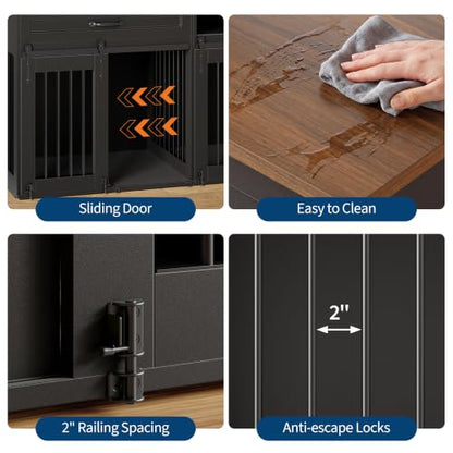 71'' Large Dog Crate for 2 Dogs,Dog Crate with 3 Drawer, view 6