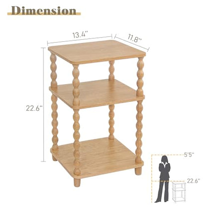 End Table, Modern Side Table with 3 Tier Open Shelf, Small Table Bed Side Tables Bedroom for Small Spaces, Living Room and Office (Rustic Walnut)