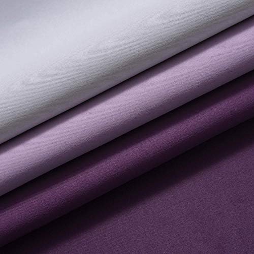 Rod Pocket Ombre Room Darkening Curtains for Bedroom, Light Blocking Gradient Purple and Greyish White Thermal Insulated Curtains Drapes for Living Room,2 Panels, 52x84 inches Length