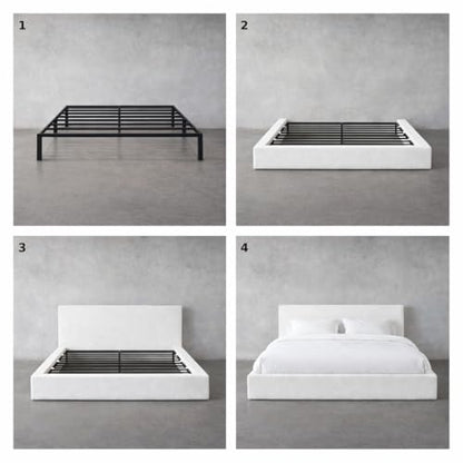 Square Bed – Washable Zip Cover, Upholstered Linen Soft Foam, view 6