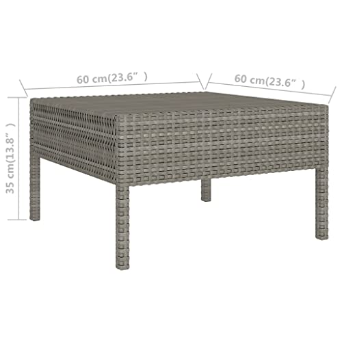 9 Piece Modular Garden Lounge Set, Grey PE Rattan Outdoor Sectional Sofa with Cushions, Modern Patio Furniture Conversation Set for Backyard and Porch, Includes Table and 8 Seats