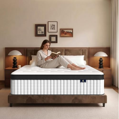 Twin Mattress, 10 Inch Hybrid Mattress in a Box, Fiberglass Free, view 3