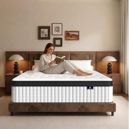 Twin Mattress, 10 Inch Hybrid Mattress in a Box, Fiberglass Free, view 3