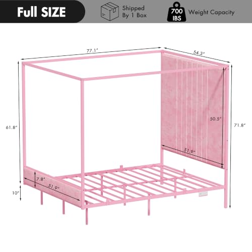 Full Canopy Platform Bed with Charging Station & LED Lights, view 3