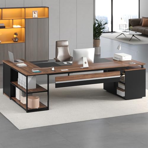 78" Executive Desk with Lockable File Cabinet, view 7