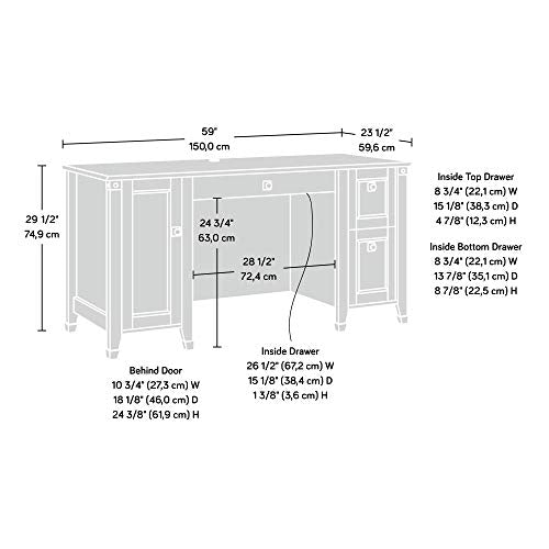 Carson Forge Rustic Vintage Computer Desk with Drawers Storage, view 4