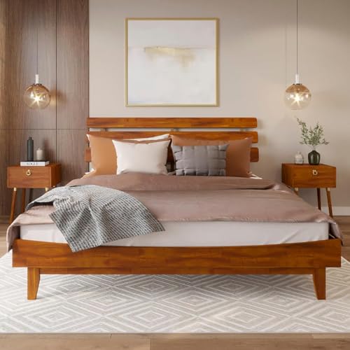 Caden 15 Inch Deluxe Bed Frame with Adjustable Headboard, Mid Century, view 2