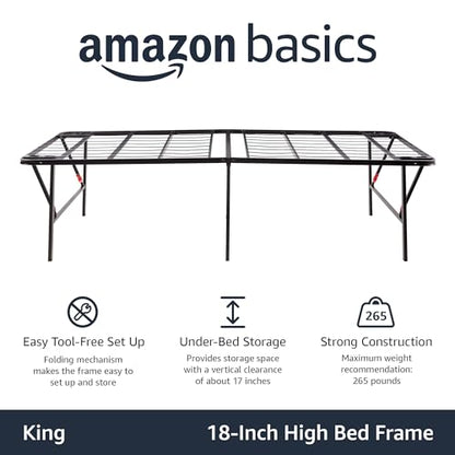 Foldable Metal Platform Bed Frame with Storage Space, Sturdy Steel, view 5