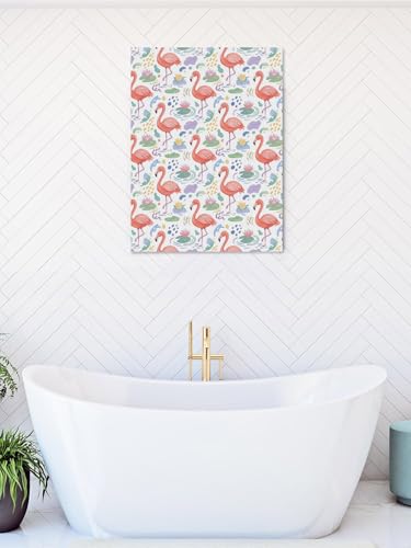 NuYeBiofx Watercolor Flamingo Tropical Leaves Canvas Wall Art Prints,48"x32" Framed Picture Artwork Summer Animal Flowers Printed Canvas Oil Painting for Living Room Bedroom Office,Ready to Hang