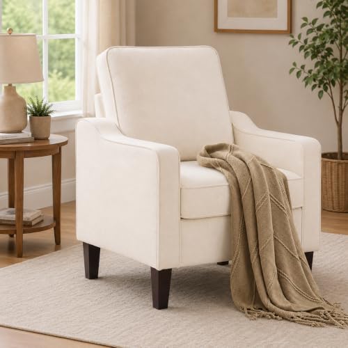 Mid-Century Accent Chair, Beige Armchair Living Room Chairs, view 5