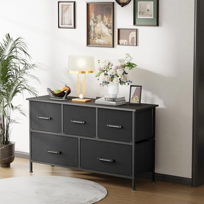 PayLessHere | 5-Drawer Fabric Dresser | Black | 80lbs Load Capacity, view 3