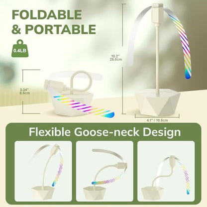 Portable Battery Powered Fly Fans for Tables Up to 15 Hours Working Time, 4-Pack Indoor Outdoor Food Fan with Flexible Goose-Neck Blades for Home Restaurant Party Picnic Patio BBQ, Beige