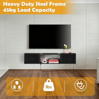 Floating TV Stand with Power Outlet, view 4
