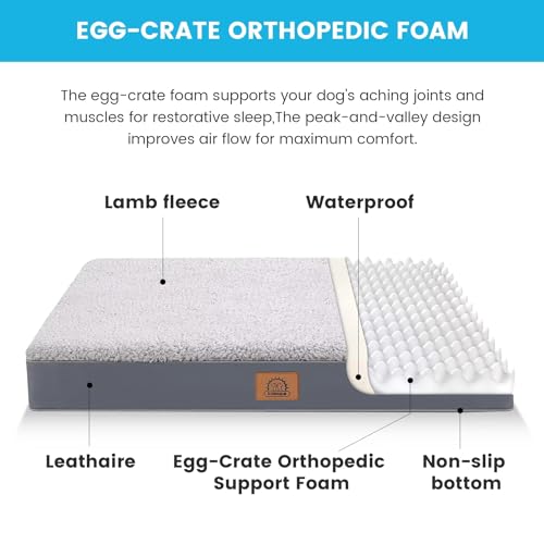 Washable Orthopedic Large Dog Bed with Removable Cover, Pet Bed Mat, view 3