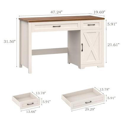 Executive Desk with Storage Cabinet, Unique White, view 3