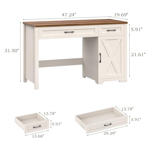 Executive Desk with Storage Cabinet, Unique White, view 3