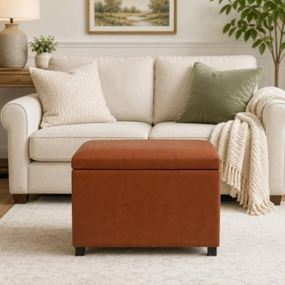24-Inch Storage Ottoman Bench, Foot Stool Ottoman with Storage, view 4
