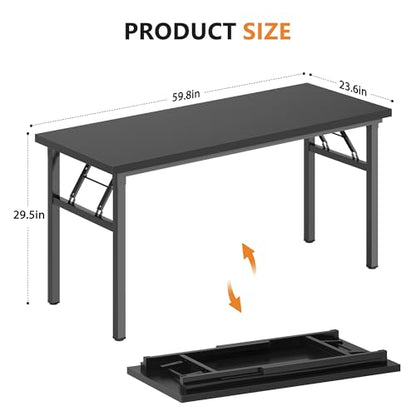 Computer Desk, 59.8Inch Office Desk Computer Table, Study Writing Study Desk for Home Office, Black and Black