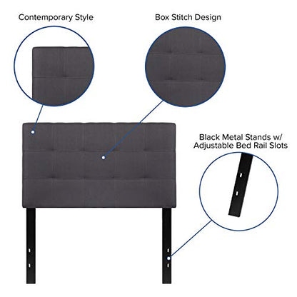 Quilted Tufted Upholstered Twin Size Headboard in Dark Gray Fabric