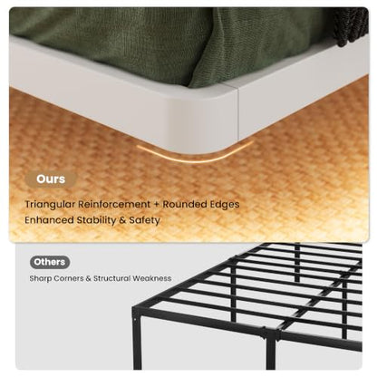 Full Size Floating Bed Frame with Smart LED Lights, White, view 8