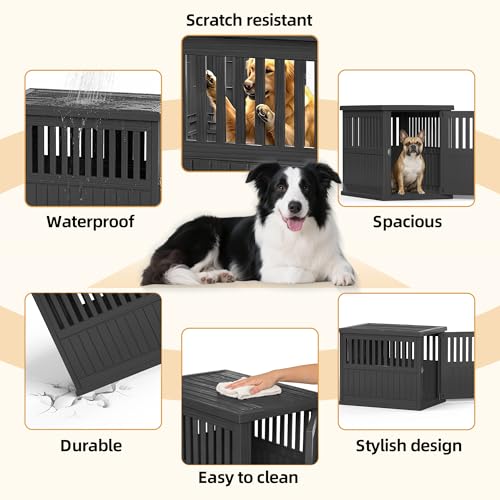 Dog House 30-Inch Dog Crate Furniture, Black, view 6