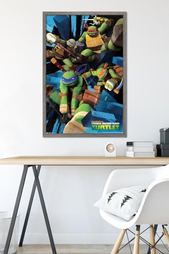 Nickelodeon Teenage Mutant Ninja Turtles - Attack Wall Poster, 22.375" x 34", Barnwood Framed Version