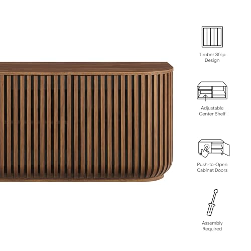 Fortitude 75" Fluted Curved Sideboard Buffet with 4 Doors in Walnut – Modern, view 5