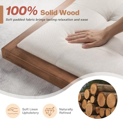 Queen Solid Wood Bed Frame 50" Tall Headboard&Footboard, Walnut, view 5