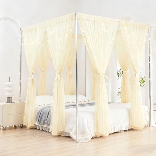 Canopy Bed Poles Stainless Steel Metal Frame 4 Corner Post Bed Frame Poles, view 7